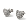 Rack Plating Heart Brass Micro Pave Cubic Zirconia Stud Earrings EJEW-L224-73P-2