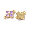 Rack Plating Brass Medium Purple Enamel Flower Links Connector Charms KK-G504-02G-2