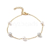 6mm Round Polymer Clay Rhinestone & Imitation Pearl Link Bracelets BJEW-B082-03G-2