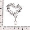 Alloy Crystal Rhinestone Heart Brooch Pins with ABS Pearl Teardrop for Clothes Backpack JEWB-T005-02P-3