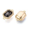 Brass Micro Pave Clear Cubic Zirconia and Glass Connector Charms KK-N287-28G-2