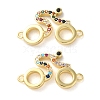 Rack Plating Brass Colorful Cubic Zirconia Bicycle Connector Charms KK-C084-17G-1