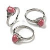 Oval Natural Rhodonite Adjustable Rings RJEW-Q818-01P-04A-1