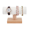 T-Shaped Bar PU Leather Bracelet Display Stands with Wooden Base AJEW-WH0471-127C-1