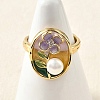 Brass Enamel Cuff Rings RJEW-K291-03G-03-3