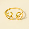 Adjustable 304 Stainless Steel Heart Cuff Open Rings GG9585-2-1