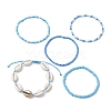 5Pcs 4 Styles Glass Seed Beaded Bracelet Set & 1 Pcs Shell Beads Bracelets BJEW-TA00587-03-4