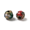 Vintage Handmade Round with Flower Pattern Cloisonne Beads CLB-XCP0001-02-2