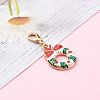 Christmas Theme Light Gold  Alloy Enamel Pendants X1-HJEW-JM00470-5