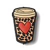 Heart Cow Printed Coffee Cup Mug Silicone Focal Beads SIL-M006-06C-1