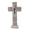 Resin Cross Prayer Sculpture DJEW-PW0012-070-1