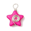 Dyed Synthetic Turquoise Copper Wire Wrapped Vortex Star Pendants PALLOY-JF03587-02-2