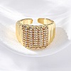 Brass Micro Pave Clear Cubic Zirconia Cuff Rings for Women RJEW-U043-18G-2