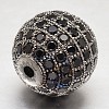 CZ Brass Micro Pave Cubic Zirconia Round Beads ZIRC-L017-14mm-06B-2