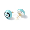 Natural Shell Eye Stud Earrings with Enamel EJEW-G334-03C-2