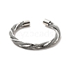 304 Stainless Steel Mesh Twist Rope Open Cuff Bangle for Women BJEW-P283-16M-2