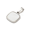 304 Stainless Steel Pave Natural White Shell Square Charms STAS-S130-01P-2