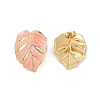 Ion Plating(IP) 304 Stainless Steel Leaf Stud Earrings EJEW-Z068-37G-01-7