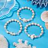 3 Pcs Synthetic Turquoise & Wood & Glass Beaded Stretch Bracelets for Boys Girls BJEW-JB11127-2