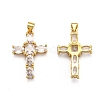 Brass Micro Pave Clear Cubic Zirconia Pendants ZIRC-J025-41G-2