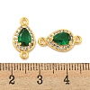 Brass Pave Clear & Green Cubic Zirconia Connector Charms KK-P275-46G-3