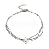 304 Stainless Steel Link Anklet with Satellite Chains for Women AJEW-C021-03-2