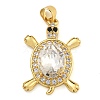 Tortoise Rack Plating Brass Micro Pave Cubic Zirconia Charms KK-G513-78A-05G-1