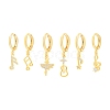 3 Pairs 3 Style Brass Micro Pave Cubic Zirconia Asymmetrical Earrings PW-WG44715-01-5