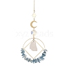 Natural Aquamarine Chip Beaded Hanging Suncatchers HJEW-TA00288-03-1