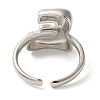 Initials Brass Open Cuff Ring for Women RJEW-N046-02E-P-3