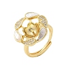 Flower Brass Shell & Cubic Zirconia Adjustable Ring Settings KK-K297-07G-1