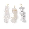 Gradient Color Natural Quartz Crystal & Natural Howlite & White Moonstone Chip Beaded Pendants PALLOY-JF02795-01-1