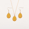 Easter Egg Alloy Enamel Pendant Necklace & Dangle Earrings Sets FS-WG38758-04-1