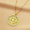 304 Stainless Steel Witch Knot Pendant Necklaces NJEW-S007-23G-1