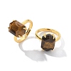 Hexagon Natural Tiger Eye Finger Rings RJEW-B113-02G-05-2