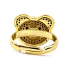 Bear Brass Micro Pave Cubic Zirconia Open Cuff Ring for Women RJEW-U003-22-4