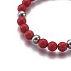 Natural & Synthetic Mixed Stone Round Beaded Stretch Charm Bracelets BJEW-L648-08-4