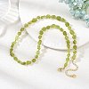 Raw Rough Natural Peridot & Electroplate Synthetic Non-magnetic Hematite Round Beaded Necklaces NJEW-JN06580-1