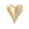 Rack Plating Heart Brass Micro Pave Cubic Zirconia Open Cuff Rings for Women RJEW-B064-04G-02-2