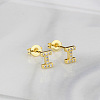 Brass Clear Cubic Zirconia Stud Earrings WGC2A80-09-1