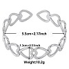 Non-Tarnish Elegant and Stylish Design Hollow Heart 304 Stainless Steel Cuff Bangles for Women GR2355-1-1