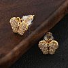 Butterfly Brass Micro Pave Cubic Zirconia Stud Earrings EJEW-B131-07G-01-2