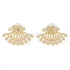 Brass Pave Clear Cubic Zirconia Stud Earrings for Women EJEW-S225-08G-02-1