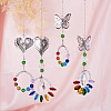 Crafans 4Pcs 4 Style Butterfly & Heart Crystals Chandelier Suncatchers Prisms Chakra Hanging Pendant AJEW-CF0001-17-9