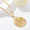 304 Stainless Steel Flower Pendant Necklaces for Women NJEW-Z061-05G-01-3