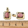 Brass Pave Natural Rhodonite Rectangle Pendants KK-R210-27G-3