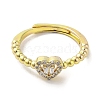 Rack Plating Brass Micro Pave Cubic Zirconia Adjustable Rings RJEW-H228-02G-02-2