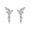 925 Sterling Silver with Cubic Zirconia Stud Earrings for Women EJEW-Z052-01P-1