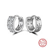 925 Sterling Silver Clear Cubic Zirconia Hoop Earrings EJEW-L294-017P-1