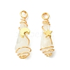 2Pcs Electroplated Natural Quartz Crystal Dyed Copper Wire Wrapped Pendants PALLOY-JF03163-01-1